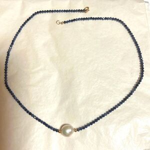 Necklace Freshwater Pearl and Labradorite beads